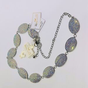 Western  Concho Chain Rhinestones Belt - Size L / XL